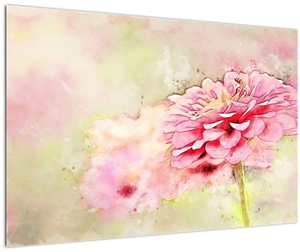 Tablou - Floare roz, aquarel (90x60 cm)
