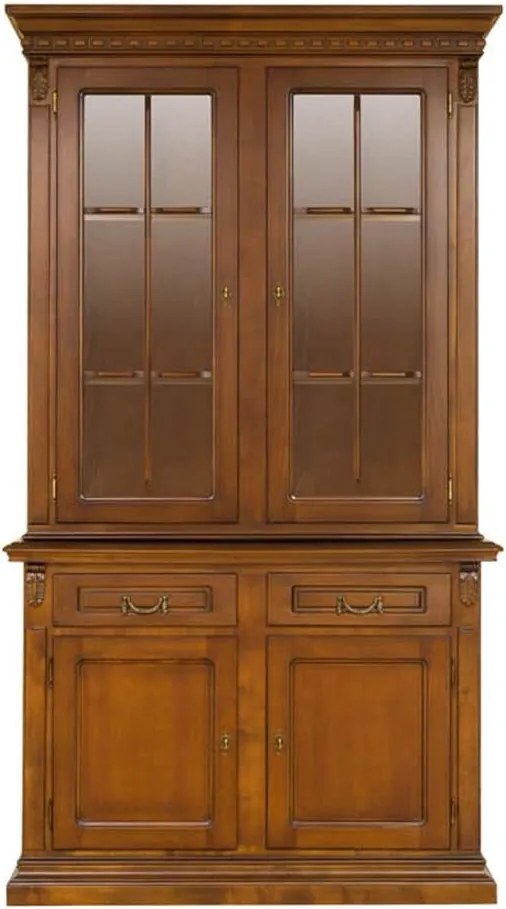 Vitrină lemn masiv Bernhard, 122 × 54 × 226 cm