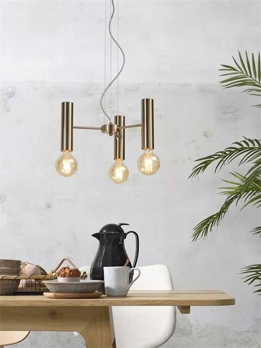 Lustra design minimalist cu 3 surse de lumina Cannes gold, S