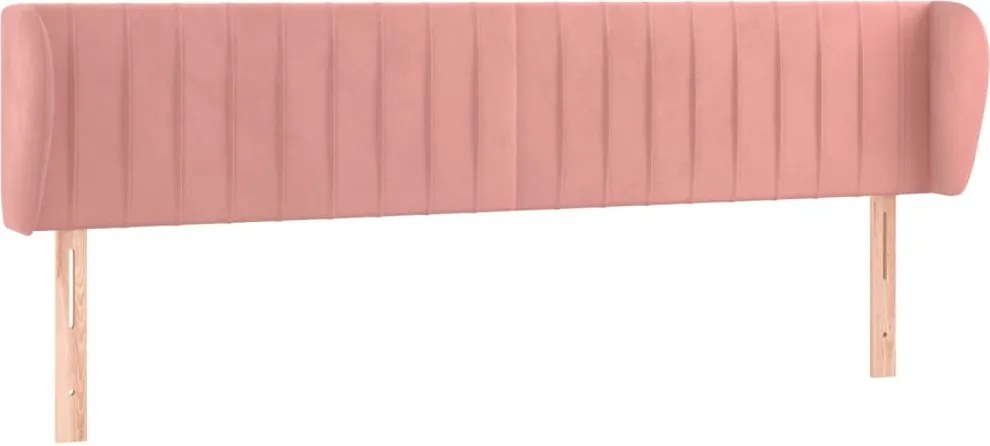 vidaXL Tăblie de pat cu aripioare roz 163x23x78/88 cm catifea