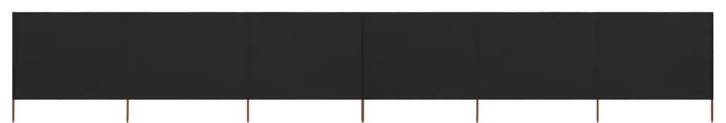 vidaXL Paravan anti-vânt cu 6 panouri, negru, 800 x 120 cm, textil