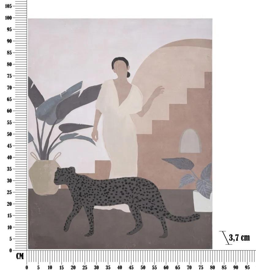 Tablou decorativ multicolor din lemn de Pin si panza, 80x3,7x100 cm, Lady-C Mauro Ferretti