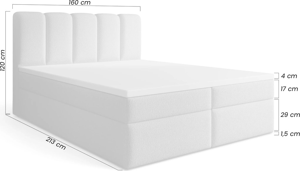 Pat continental cu spațiu de depozitare Tenor 160x200 - bouclé bej Quelle 03