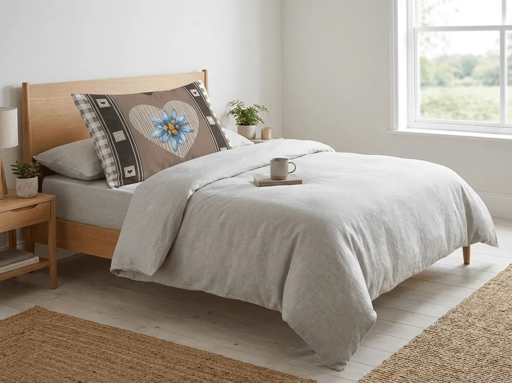 Fata de perna din amestec de bumbac HEART RETRO POLY 50x70 cm, maro