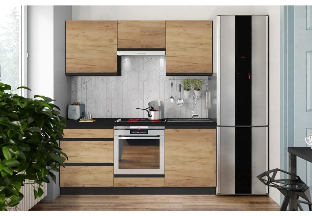 Set de bucătărie MARINA, 180 cm, stejar craft