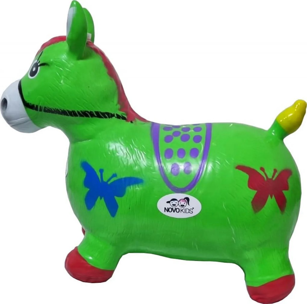 Calut de sarit gonflabil NOVOKIDS™ Jumping Donkey, Cu sunete si lumini, Dimensiuni 55X50X25 cm, Pentru interior si exterior, Max 50 kg, Verde