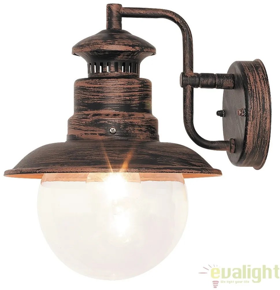 Aplica de perete cu protectie IP44 de exterior, finisaj maro antic, Odessa 8163 RX