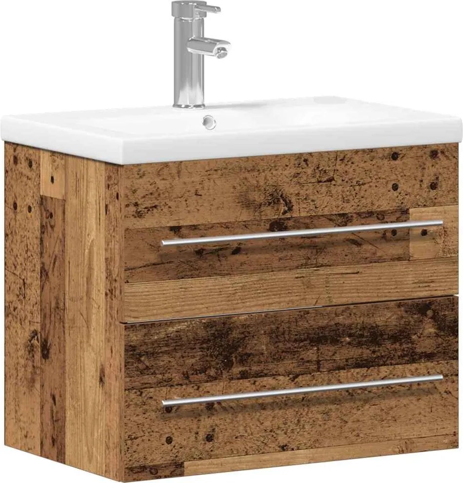 vidaXL Dulap pentru Chiuveta de Baie cu sertar 2 pcs Lemn Vechi