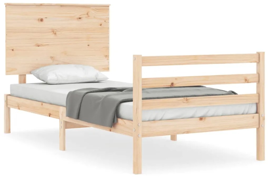 3195211 vidaXL Cadru de pat cu tăblie, 100x200 cm, lemn masiv