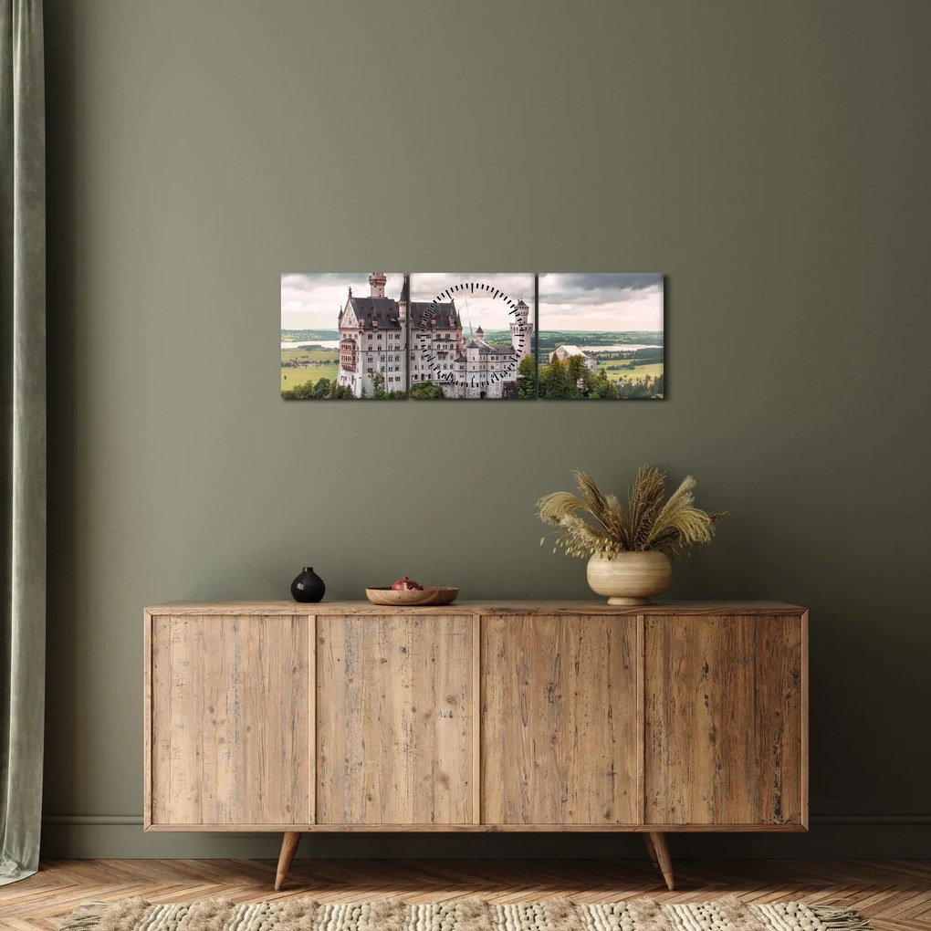 Tablou - Castelul pe stânci (cu ceas) (90x30 cm)