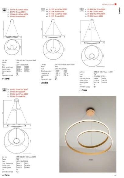 Redo 01-1796 - Lustră LED pe cablu TORSION LED/40W/230V, bronz