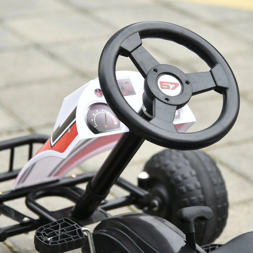 Gokart HOMCOM pentru 3-6 ani, scaun reglabil, roti din plastic, alb | Aosom Romania