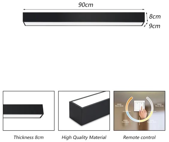 Immax NEO 07255L - LED LUNGO 20W/230V Wi-Fi Tuya negru + DO, stins reglabil