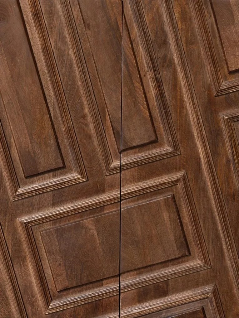Bufet 2 uși din lemn masiv de mango, sculptat manual,"Illusion"