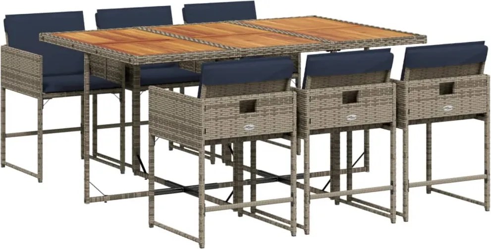 vidaXL Set mobilier de grădină cu perne, 7 piese, gri, poliratan