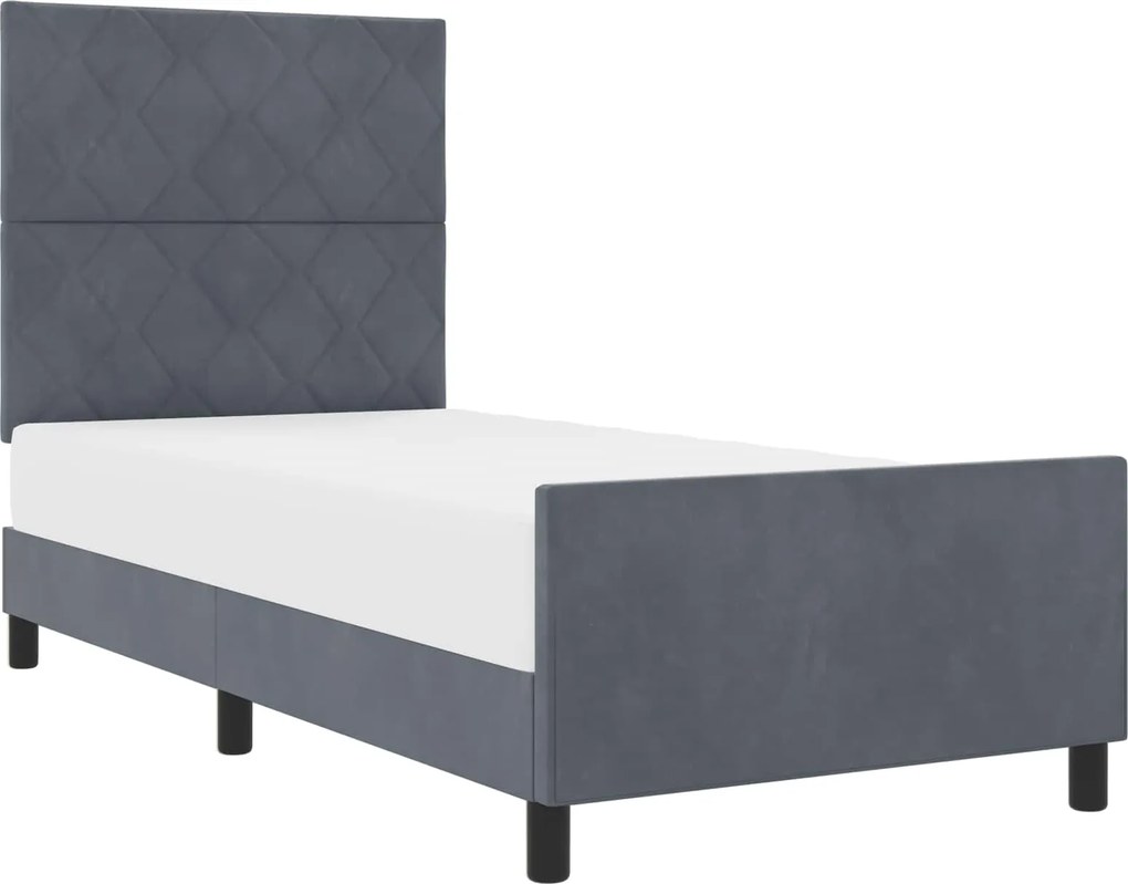 vidaXL Pat cu arcuri cu headboard Gri închis 90 x 190 cm Catifea
