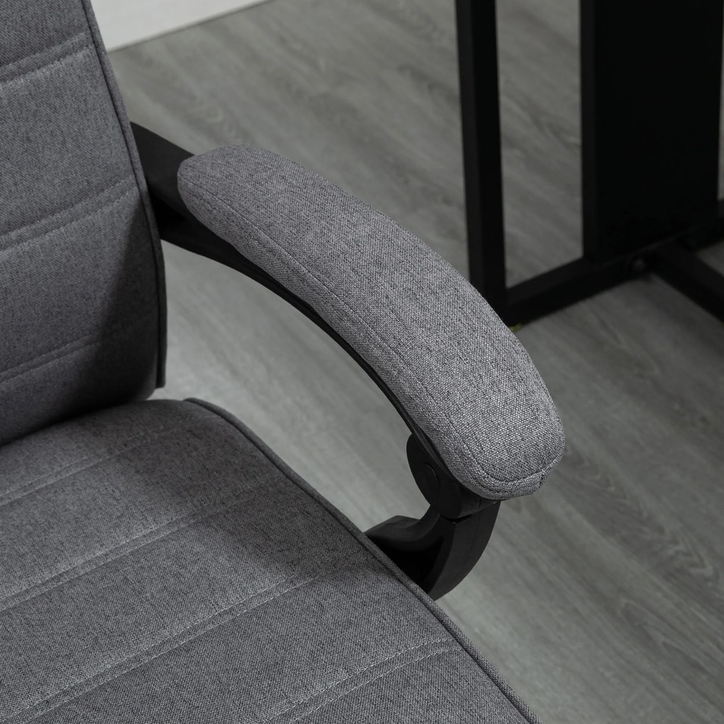 Vinsetto Fotoliu de birou pivotant inclinabil în material textil aspect lin, cu brațe înălțime reglabilă, gri | Aosom Romania