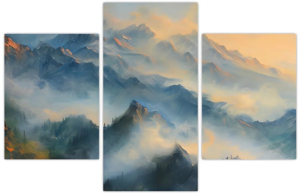 Tablou - Peisaj montan pictat (90x60 cm)
