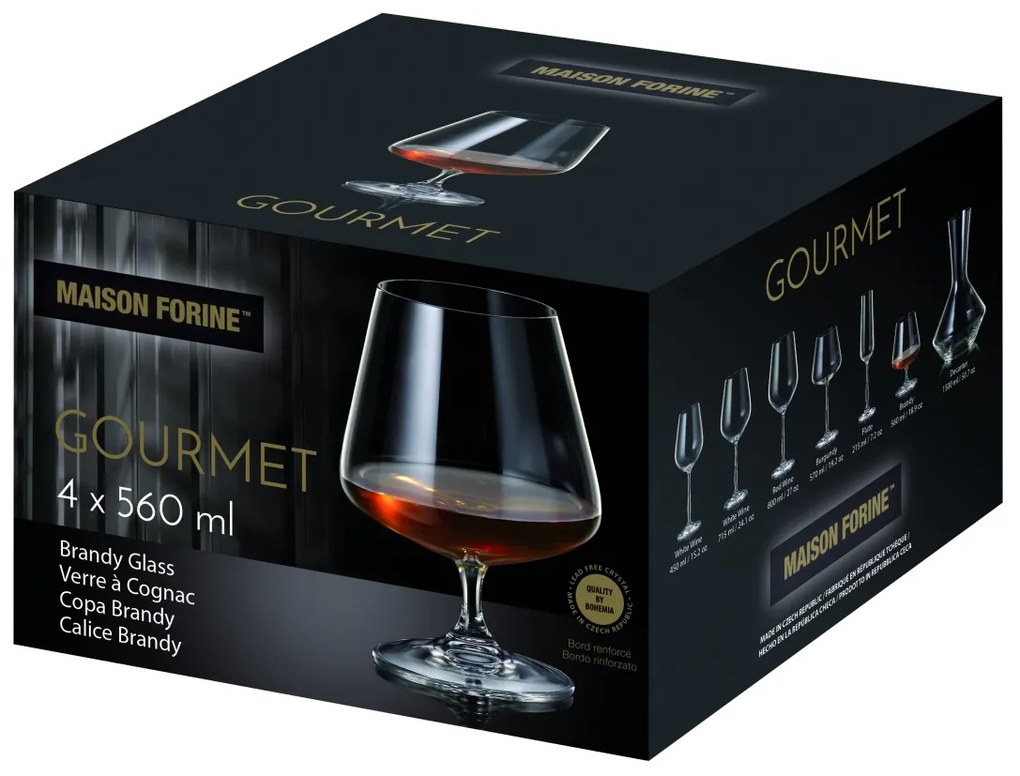 Set 4 pahare brandy 560ml, Gourmet