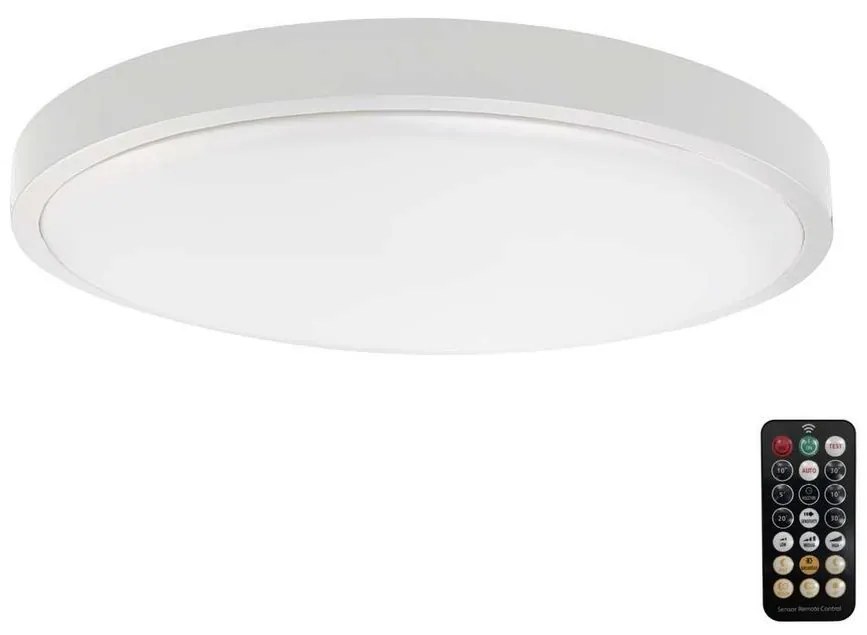 Plafonieră LED pentru baie cu senzor LED/18W/230V IP44 3000K d. 29 cm + telecomandă