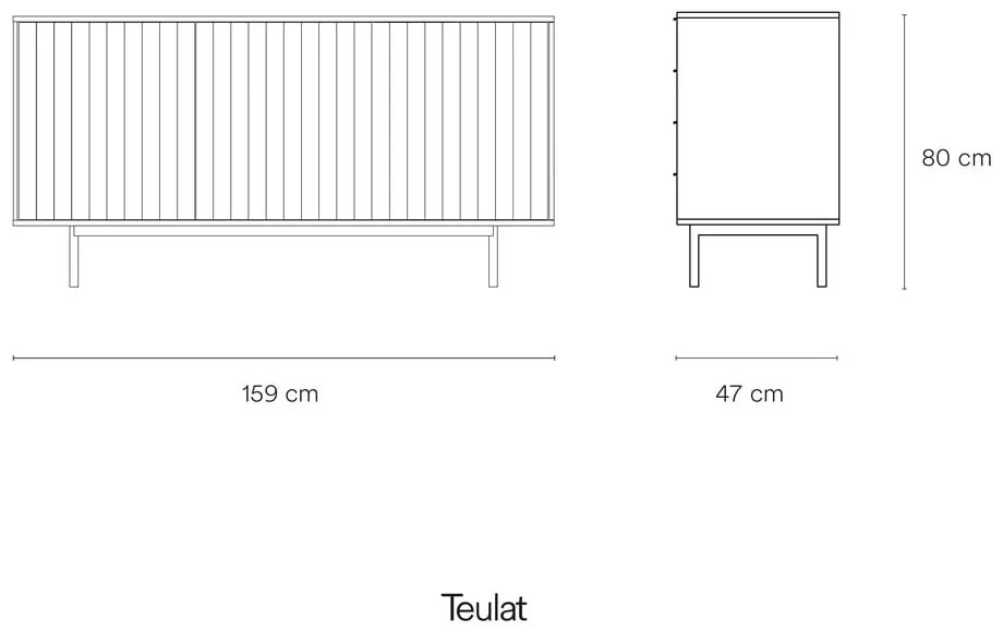 Comodă gri joasă 159x80 cm Sierra – Teulat