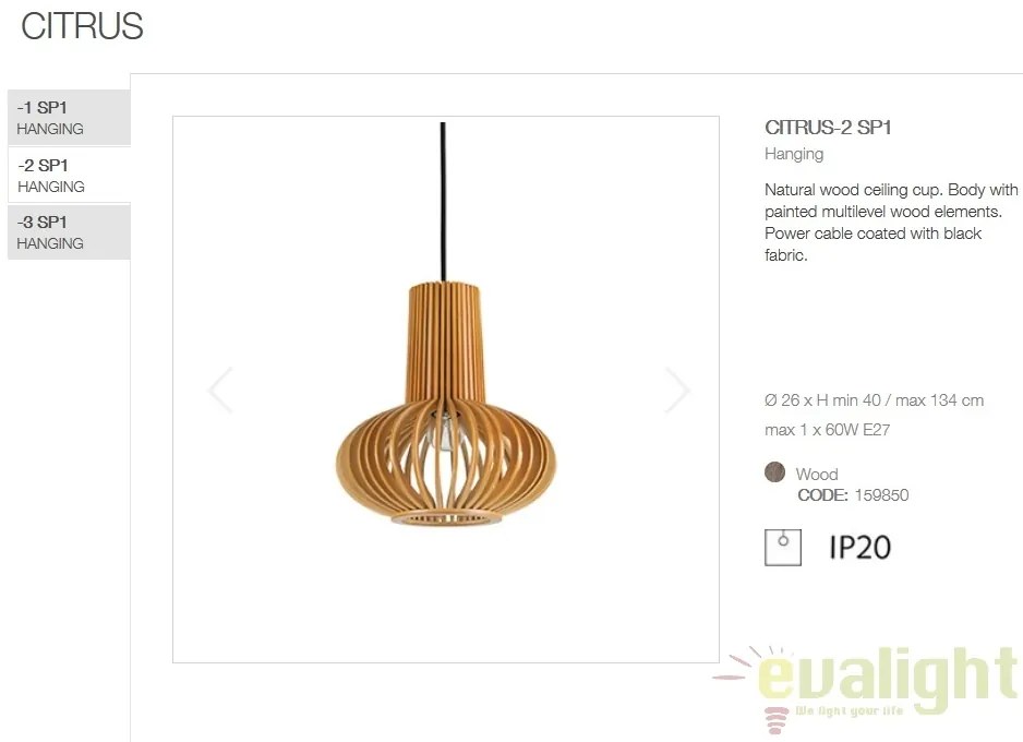 Lustra lemn design natural CITRUS-2 SP1 159850