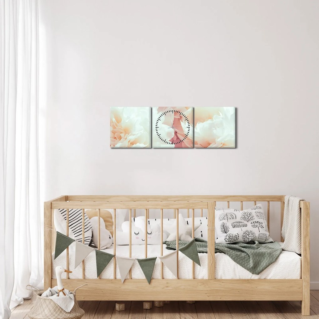 Tablou cu flori (cu ceas) (90x30 cm)