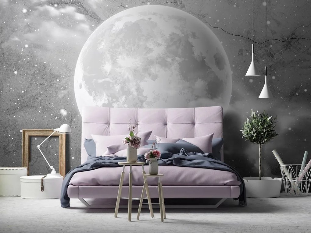 Fototapet - Luna pe beton - neagră (152,5x104 cm)