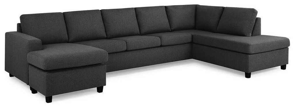 Colțar Scandinavian Choice C161Gri inchis, Negru, 344x199x80cm, Picioare: Plastic