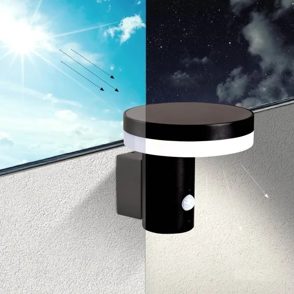 Aplică LED solară cu senzor SOLARIS3 LED/5,5W/3,7V 4000K IP44