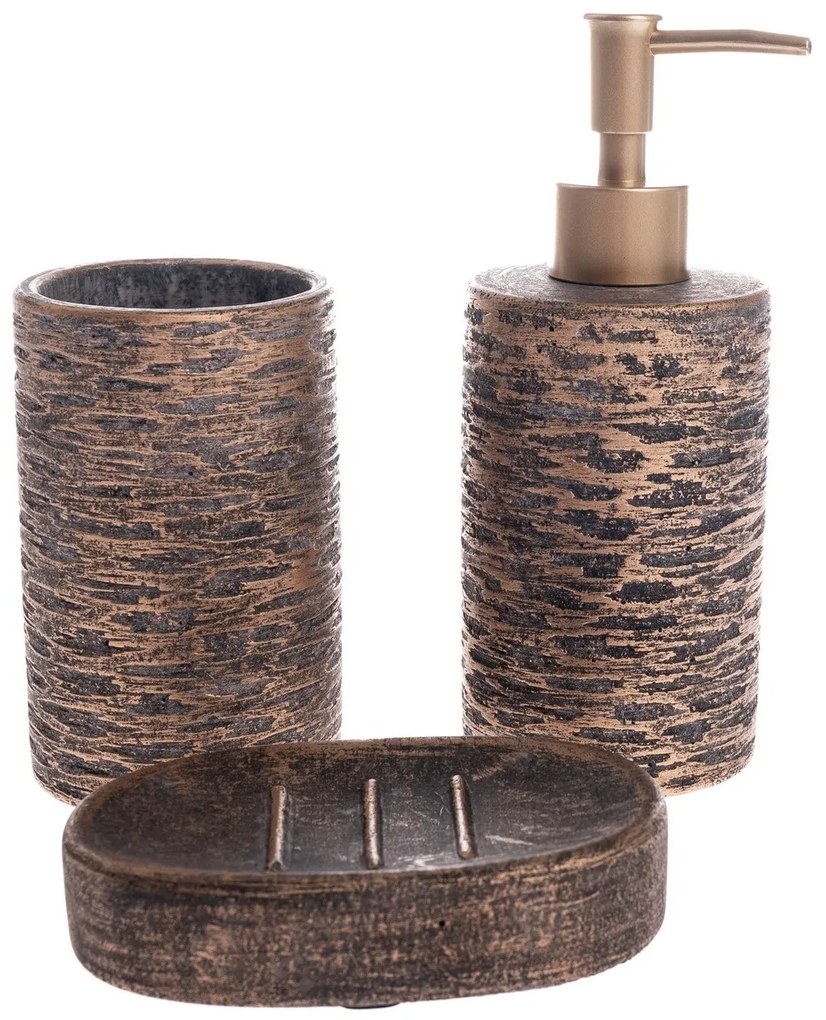 Set de accesorii de baie din ciment Africano, 3piese, maro