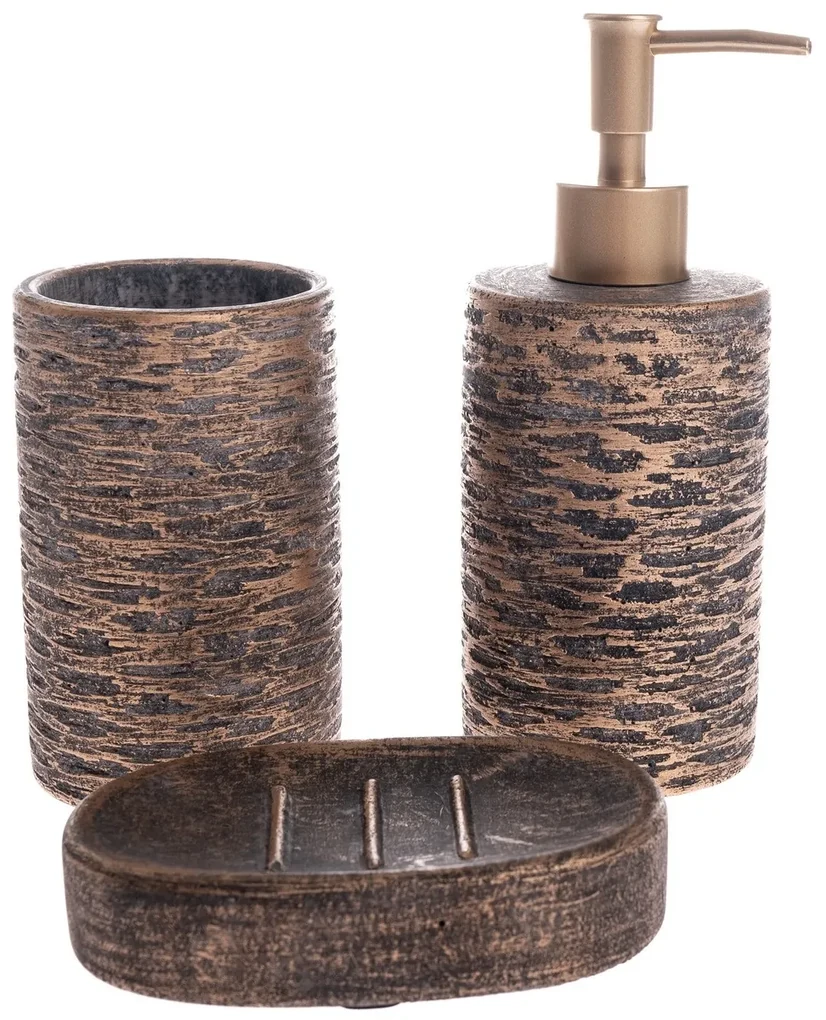 Set de accesorii de baie din ciment Africano, 3piese, maro