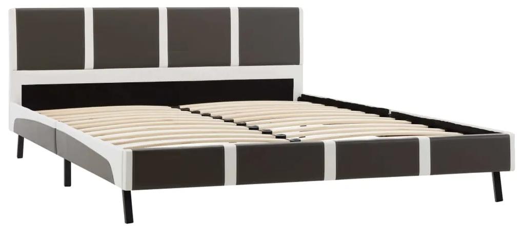 280294 vidaXL Cadru de pat, gri și alb, 140 x 200 cm, piele ecologică