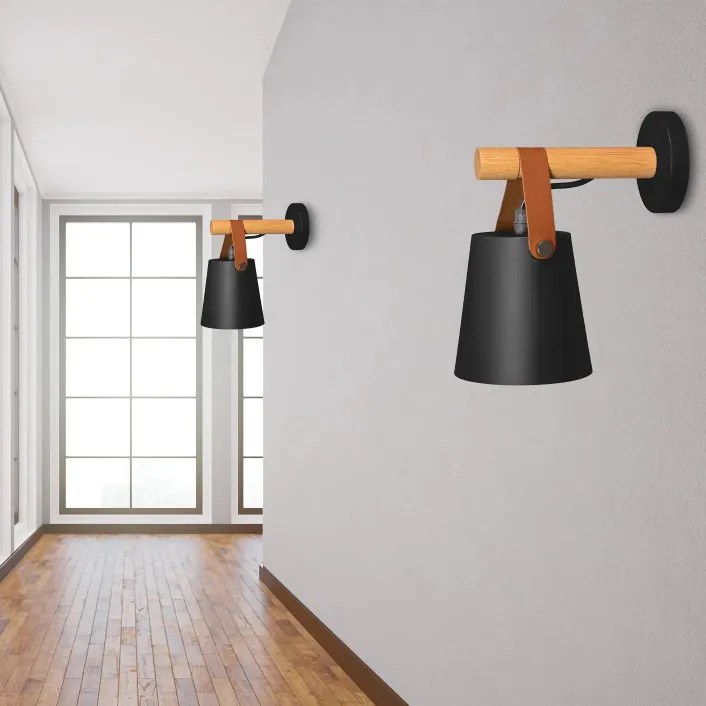 Aplică de design realizată din lemn și metal Alb