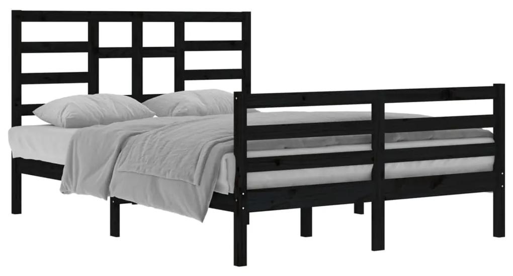 Cadru de pat, negru, 140x200 cm, lemn masiv Negru, 140 x 200 cm