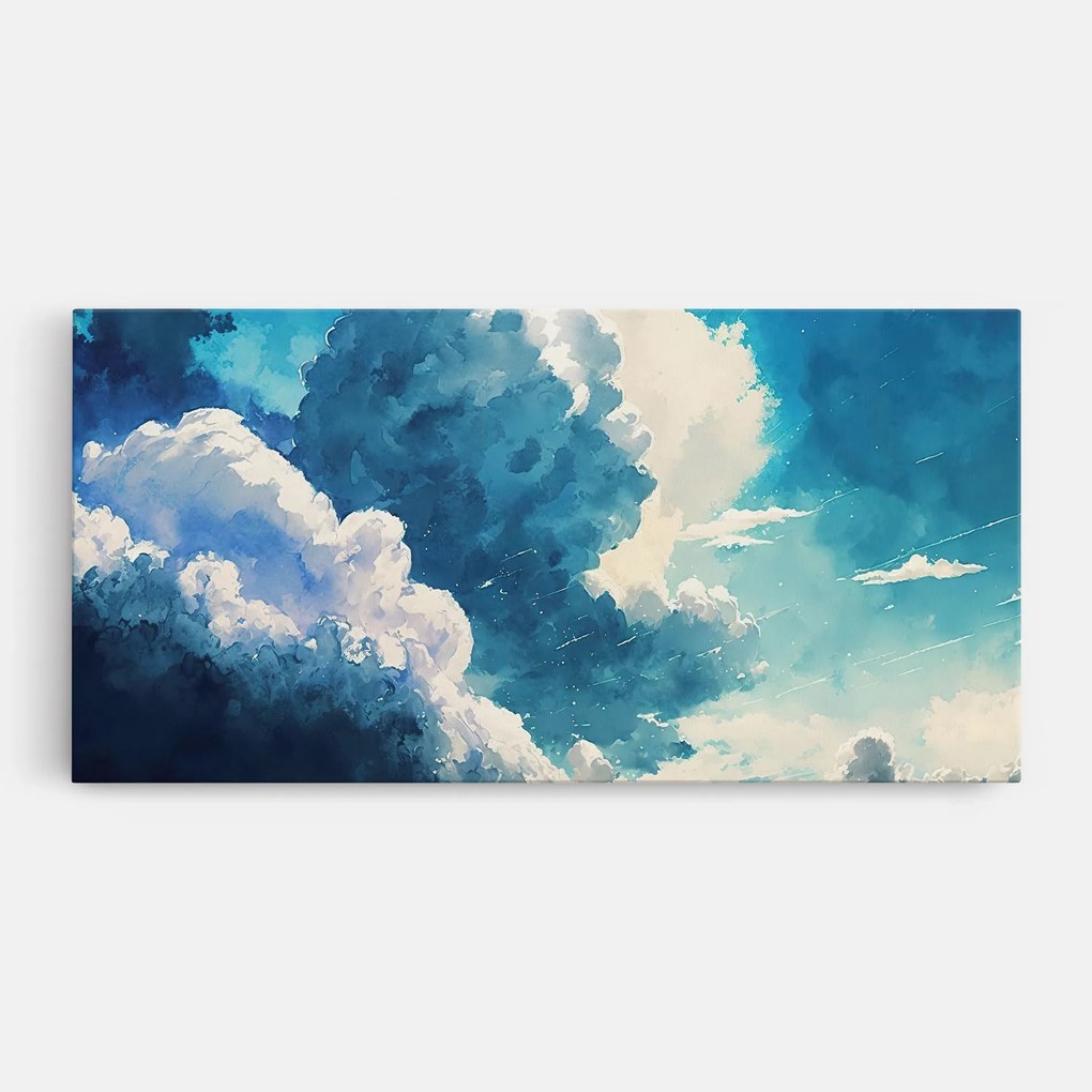 Tablou Canvas, 40x80cm, Dormitor si Living, Peisaje, Nori, White Blue Clouds Art