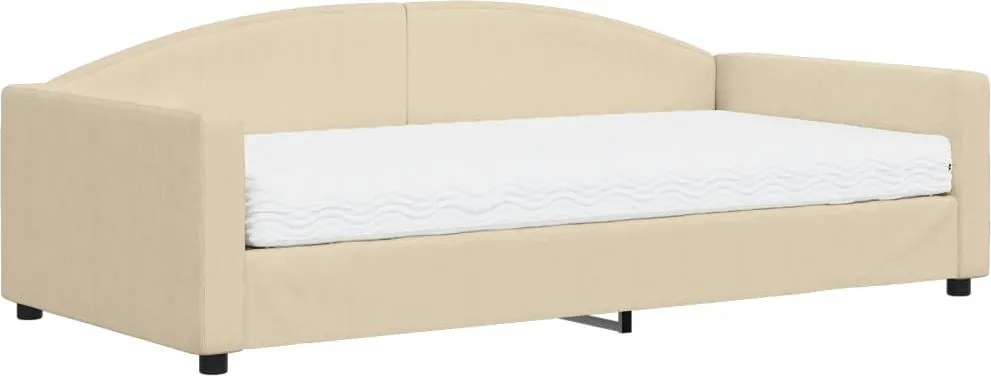 vidaXL Pat de zi cu saltea, crem, 100x200 cm, textil