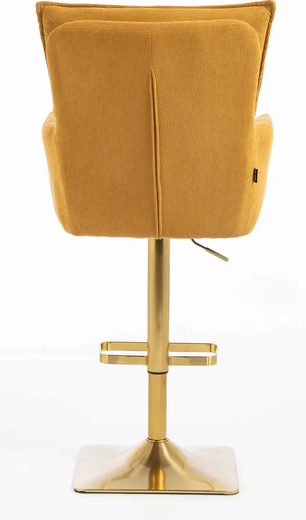HR250KW Scaun Catifea Reiată Premium Ruloare Curry Galben Bază Aurie
