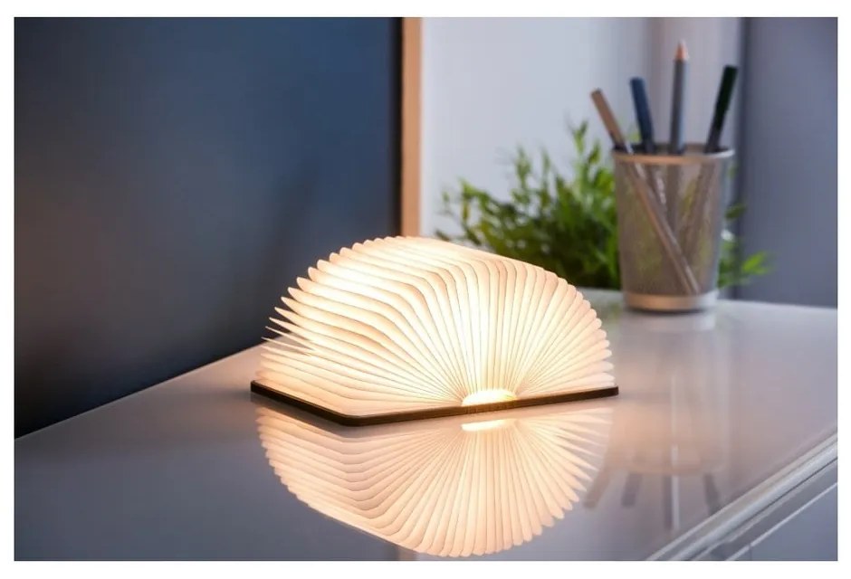 Veioză maro LED cu abajur textil (înălțime 2,5 cm) Booklight – Gingko