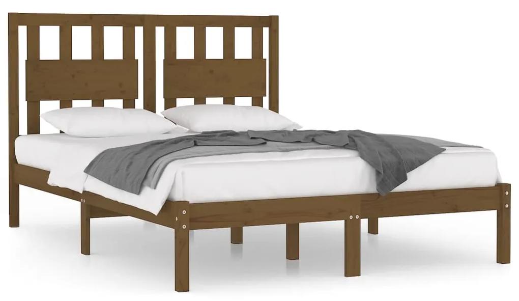 3103936 vidaXL Cadru de pat, maro miere, 140x200 cm, lemn masiv de pin