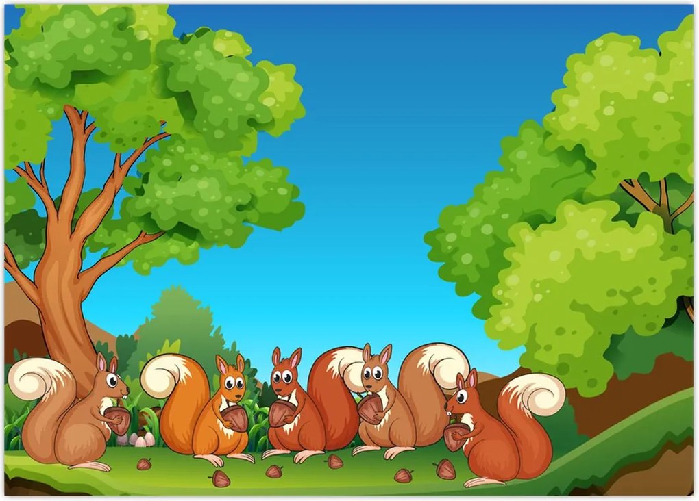 Tablou - Veverițe vesele (70x50 cm)