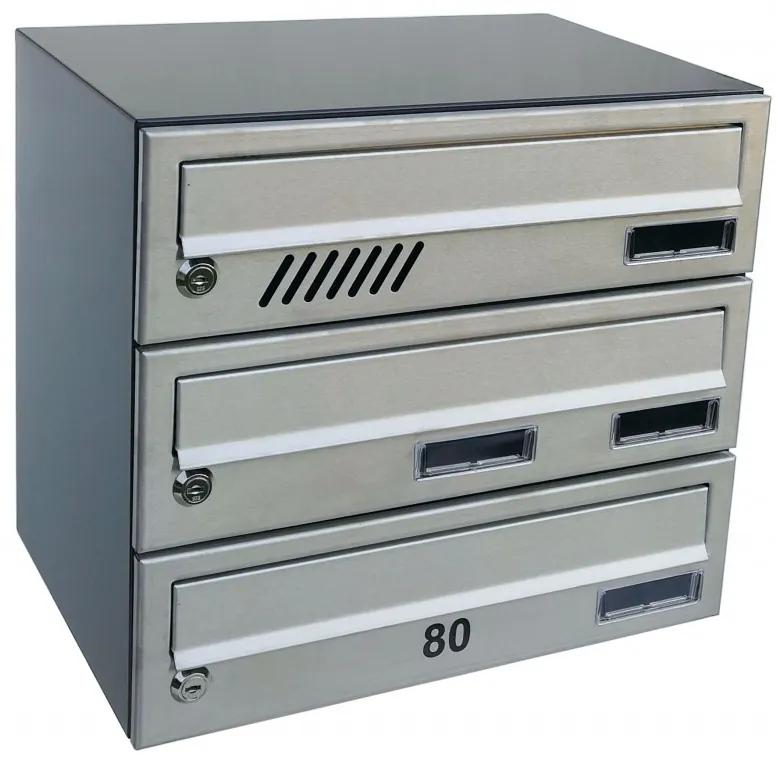 M37 N ansamblu de cutii poştale, 3 bucăți Etichetă + etichetă RAL 9006 / Argintie