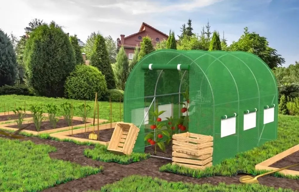 Tunel folie de gradina 2 x 2 x 2 m, verde