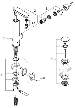 Baterie lavoar GROHE Plus 23844003, mărimea L, crom lucios