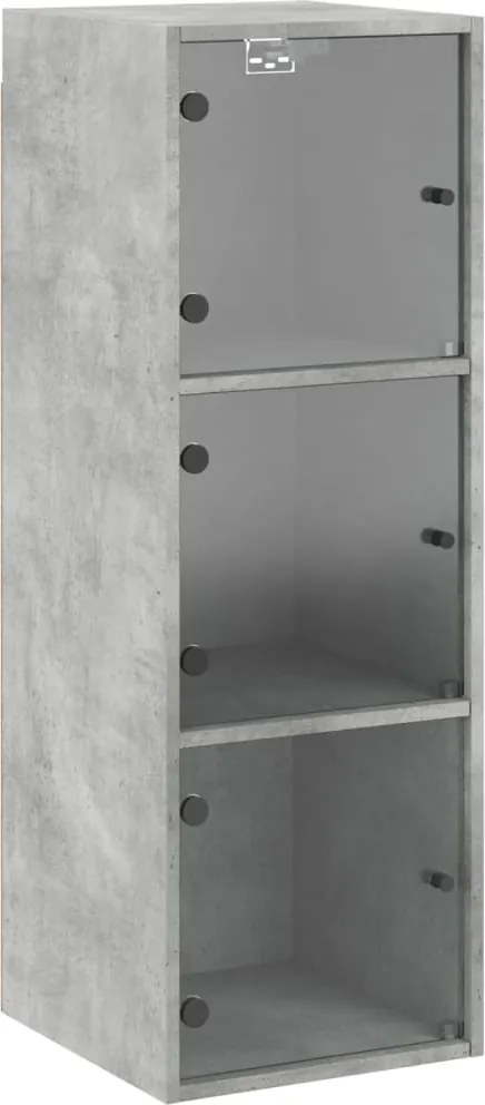 vidaXL Dulap de perete cu uși din sticlă, gri beton, 35x37x100 cm