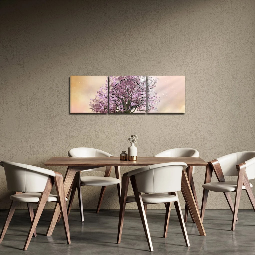 Tablou - Copacul înflorit în deal (cu ceas) (90x30 cm)
