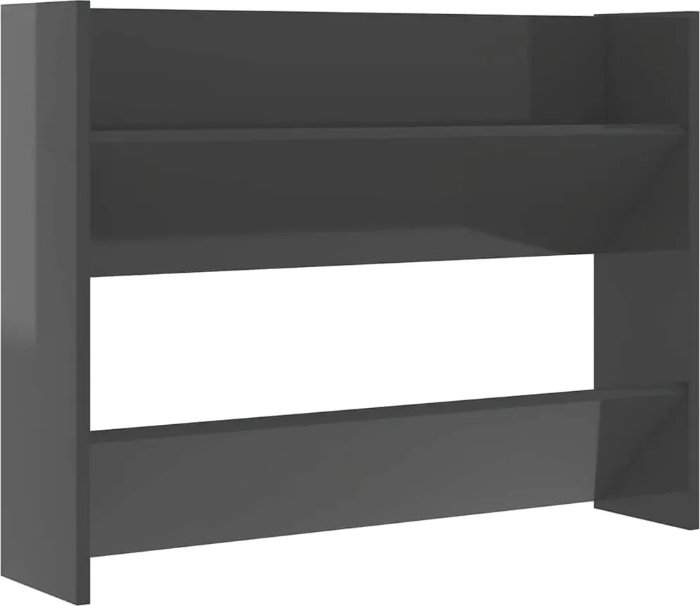 vidaXL Pantofare de perete, gri extralucios, 80x18x60 cm, PAL