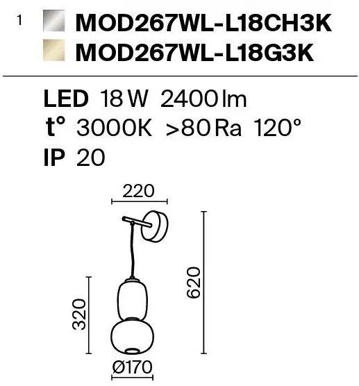 Aplica de perete LED design modern decorativ Pattern auriu