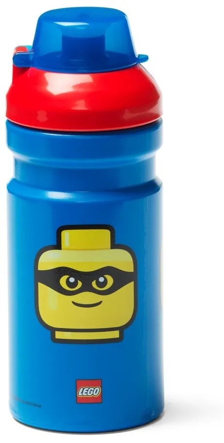 Sticlă pentru apă cu capac roşu LEGO® Iconic, 390 ml, albastru