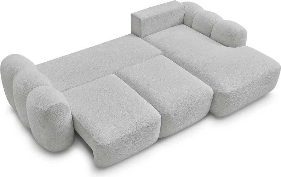 Colțar gri deschis extensibil/cu spațiu de depozitare cu tapițerie din țesătură bouclé (cu colț pe partea dreaptă/cu șezlong) Montaigne – Bobochic Paris